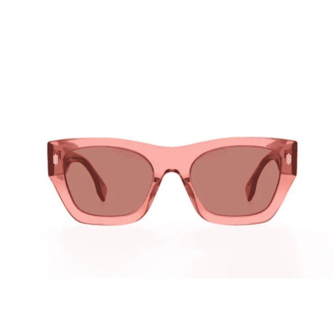 Fendi FE40100I 72S Roma Square Sunglasses Transparent Pink Frame Pink Lenses
