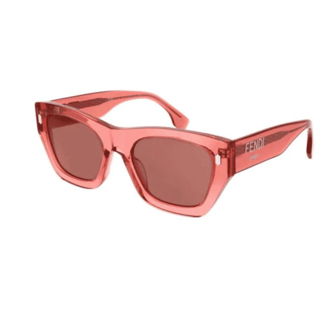 Fendi FE40100I 72S Roma Square Sunglasses Transparent Pink Frame Pink Lenses