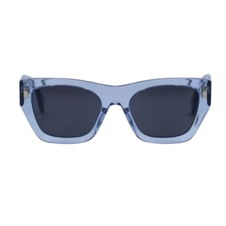 Fendi FE40100I 90A Roma Square Sunglasses Blue Frame Grey Mirror Lenses