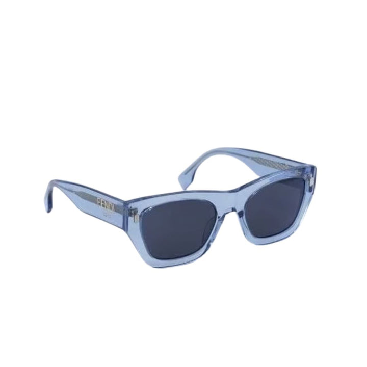 Fendi FE40100I 90A Roma Square Sunglasses Blue Frame Grey Mirror Lenses