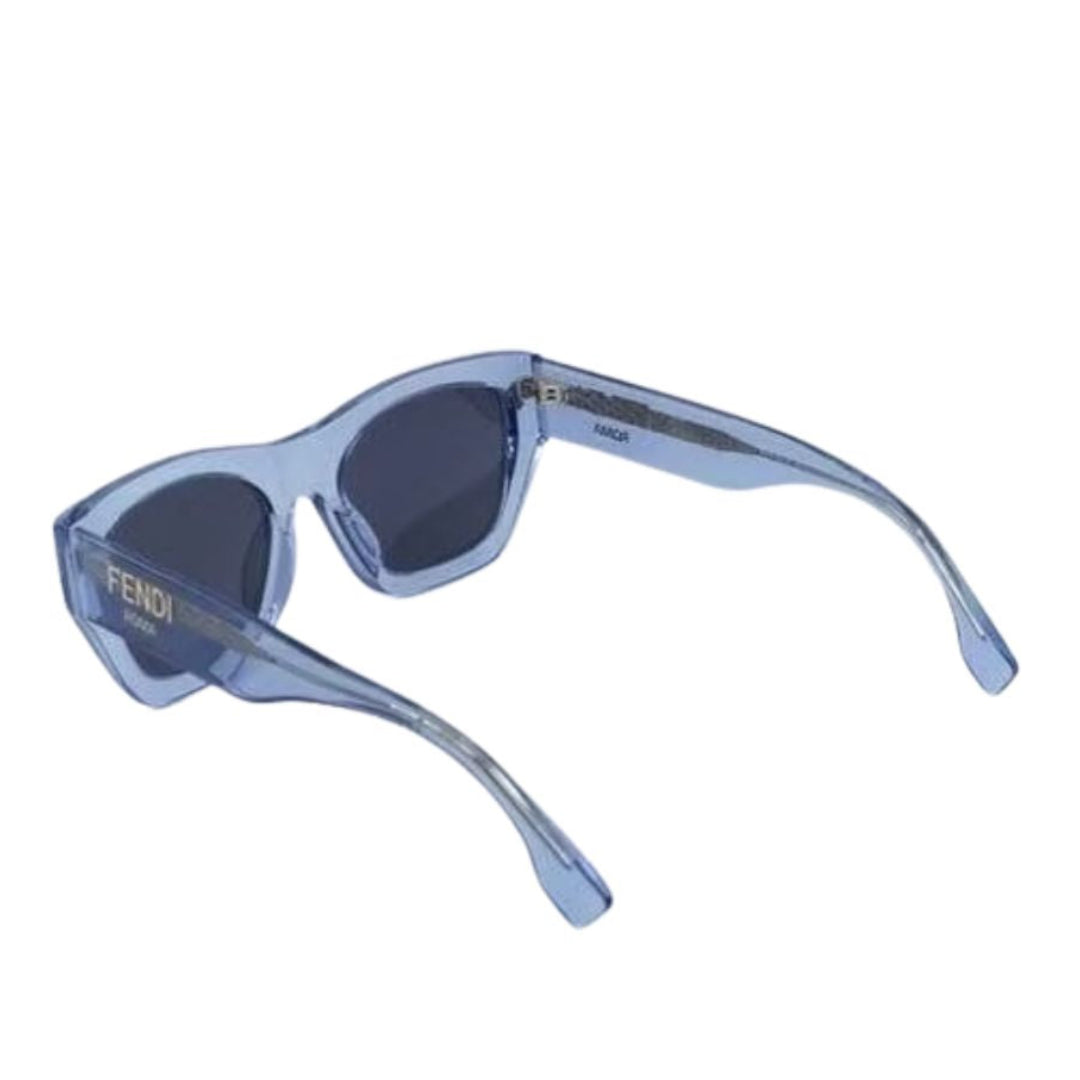 Fendi FE40100I 90A Roma Square Sunglasses Blue Frame Grey Mirror Lenses