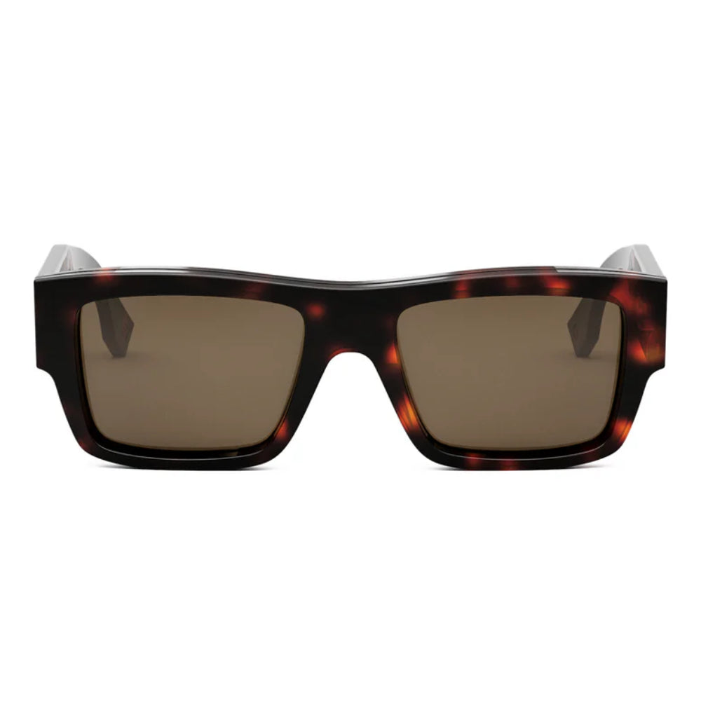 Fendi FE40118I 54E Square Flattop Sunglasses Red Havana Frame Brown Mirror Lenses
