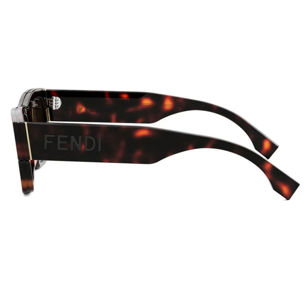 Fendi FE40118I 54E Square Flattop Sunglasses Red Havana Frame Brown Mirror Lenses
