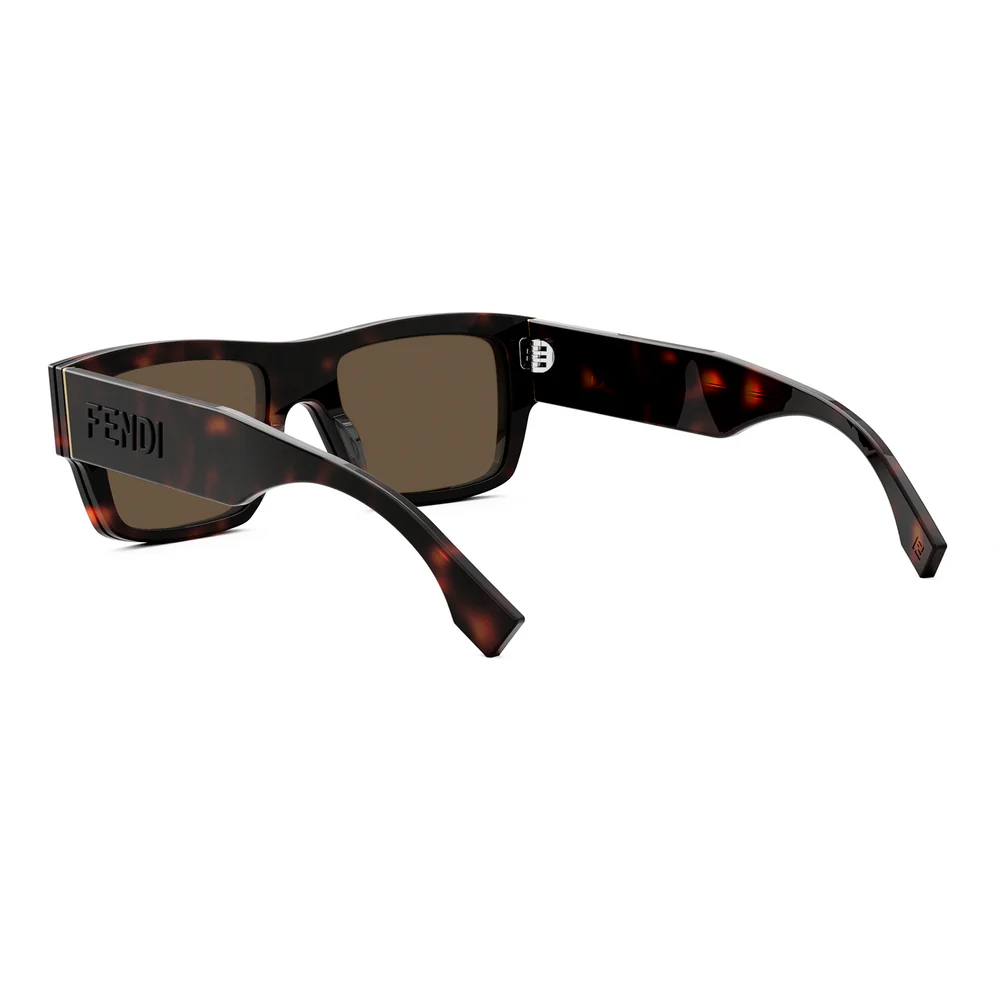 Fendi FE40118I 54E Square Flattop Sunglasses Red Havana Frame Brown Mirror Lenses