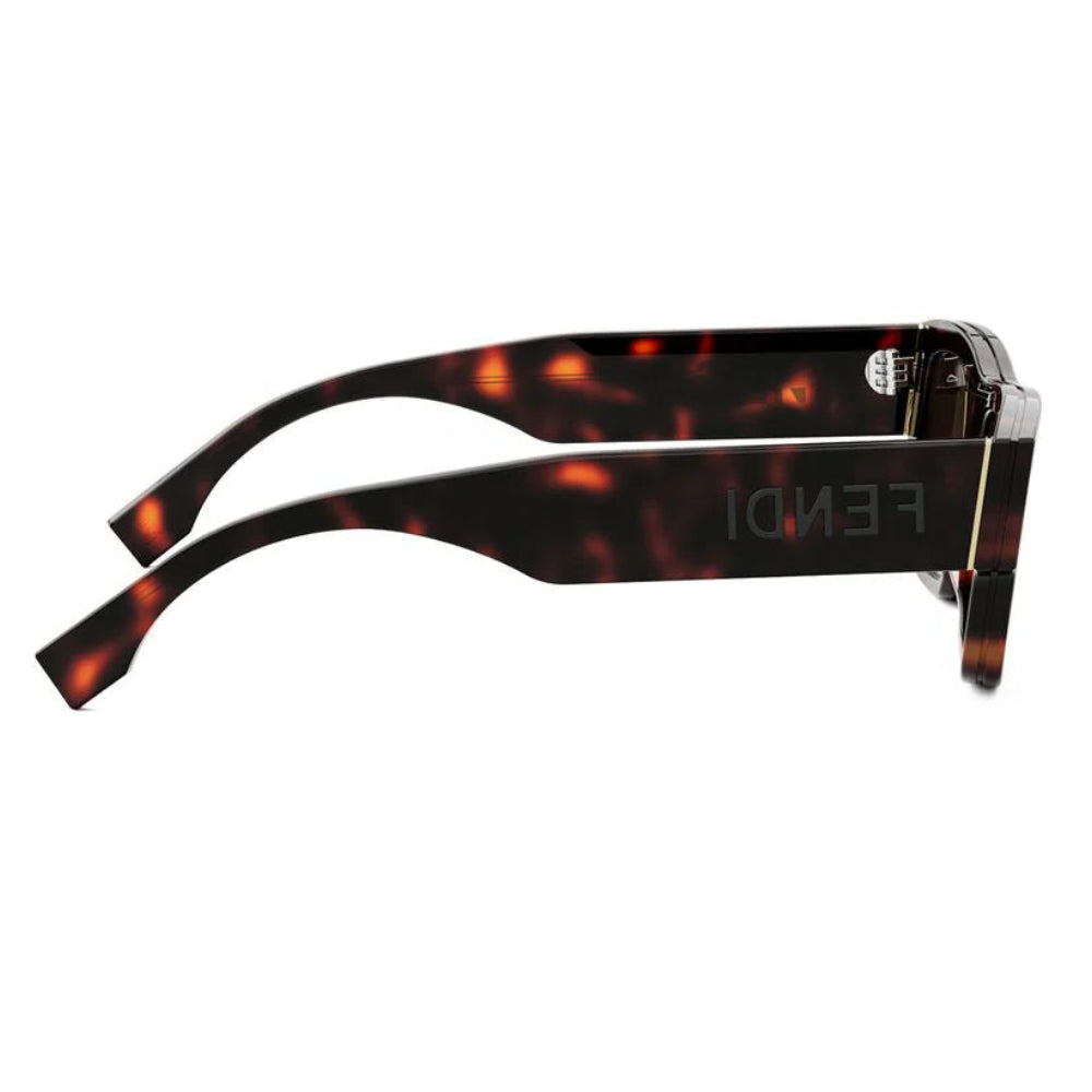 Fendi FE40118I 54E Square Flattop Sunglasses Red Havana Frame Brown Mirror Lenses
