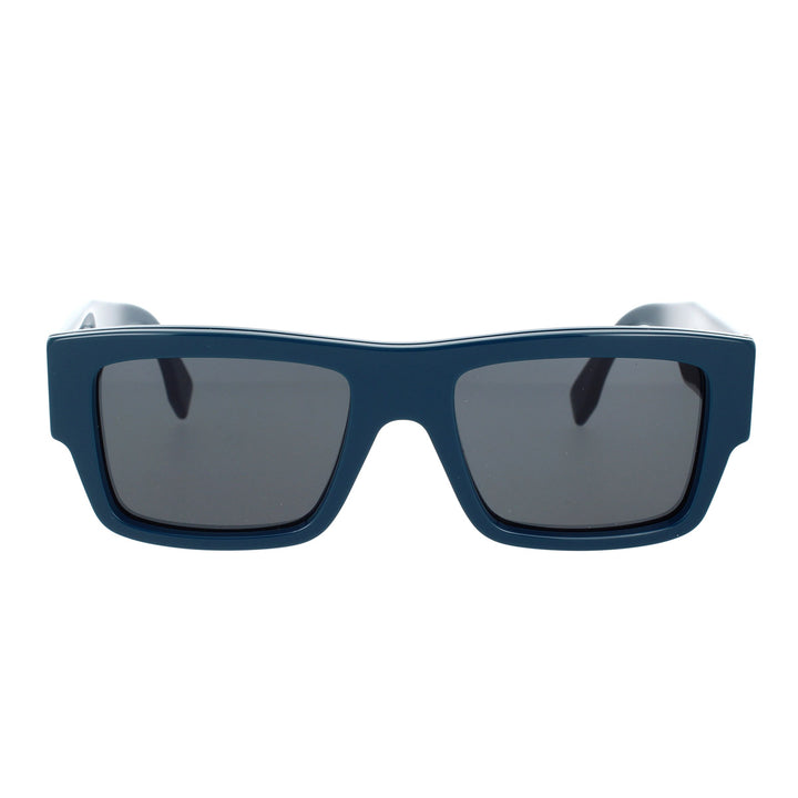 Fendi FE40118I 90V Rectangular Visor Sunglasses Blue Frame Grey Lenses
