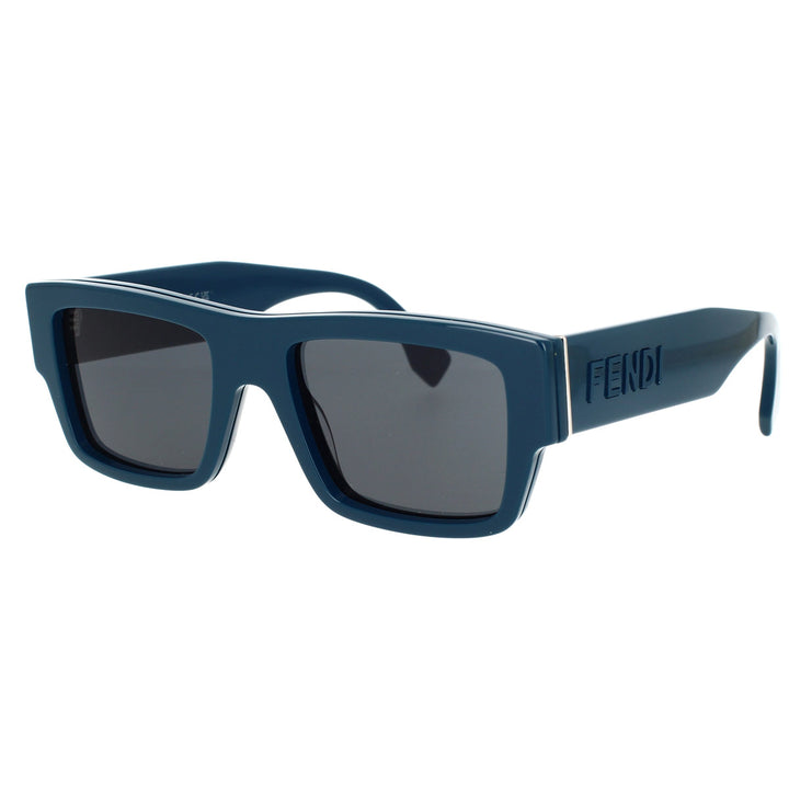 Fendi FE40118I 90V Rectangular Visor Sunglasses Blue Frame Grey Lenses