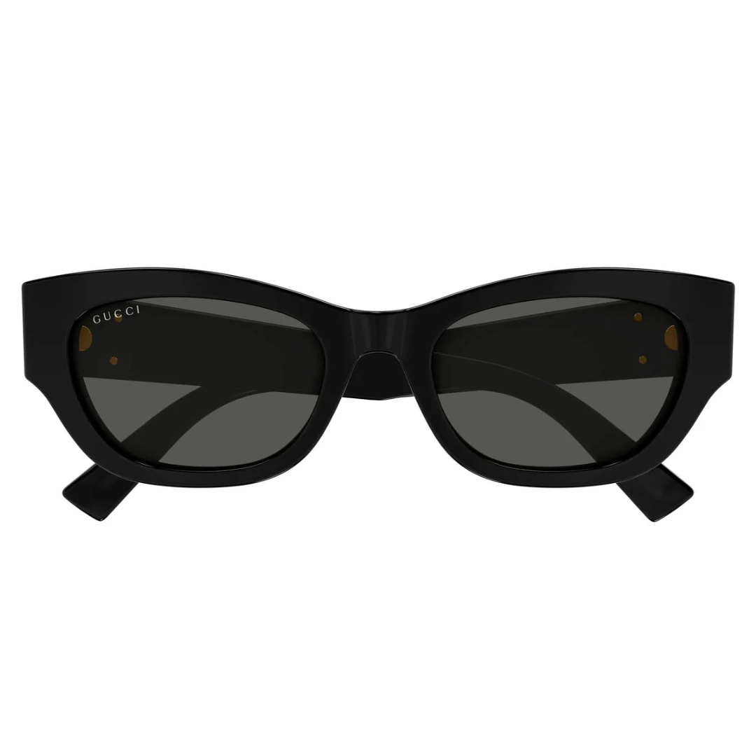 Gucci GG1954SA 001 Cat Eye Sunglasses Black Frame Grey Lenses