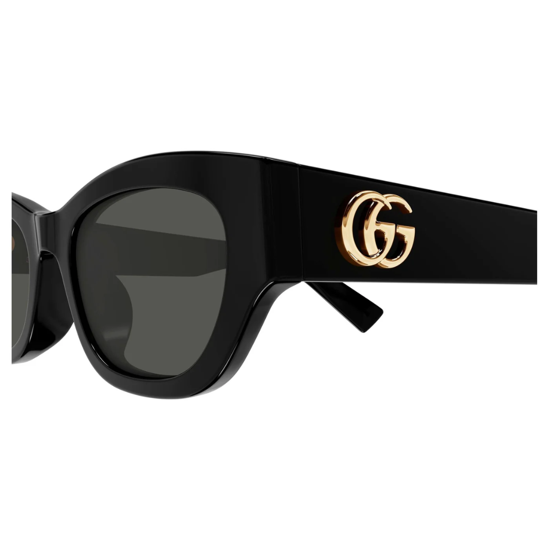 Gucci GG1954SA 001 Cat Eye Sunglasses Black Frame Grey Lenses