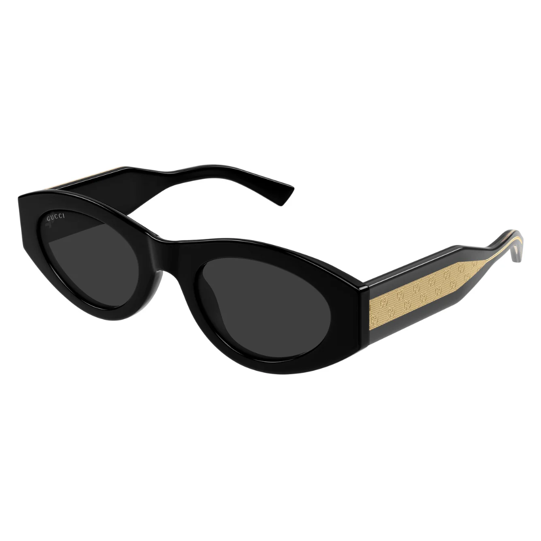 Gucci GG2065S 001 Women Oval Sunglasses Black Frame Grey Lenses 3