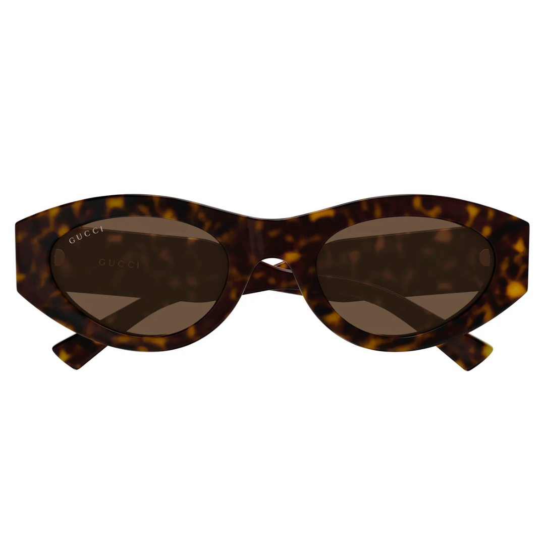 Gucci GG2065S 002 Women Oval Sunglasses Havana Tortoise Frame Brown Lenses