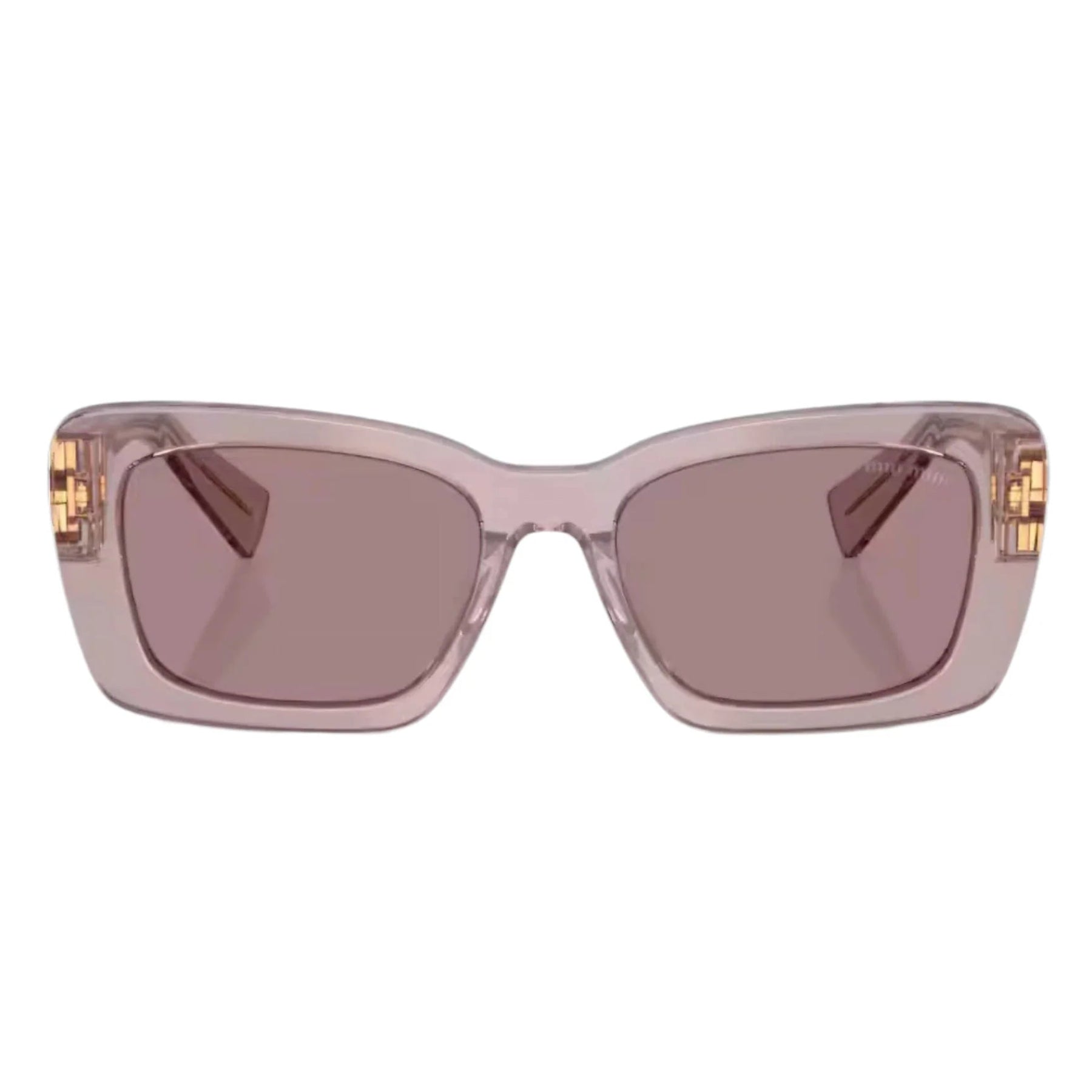 Miu Miu MU07YS 12W20I Women Rectangle Sunglasses Transparent Mauve Frame Light Purple Brown Lens