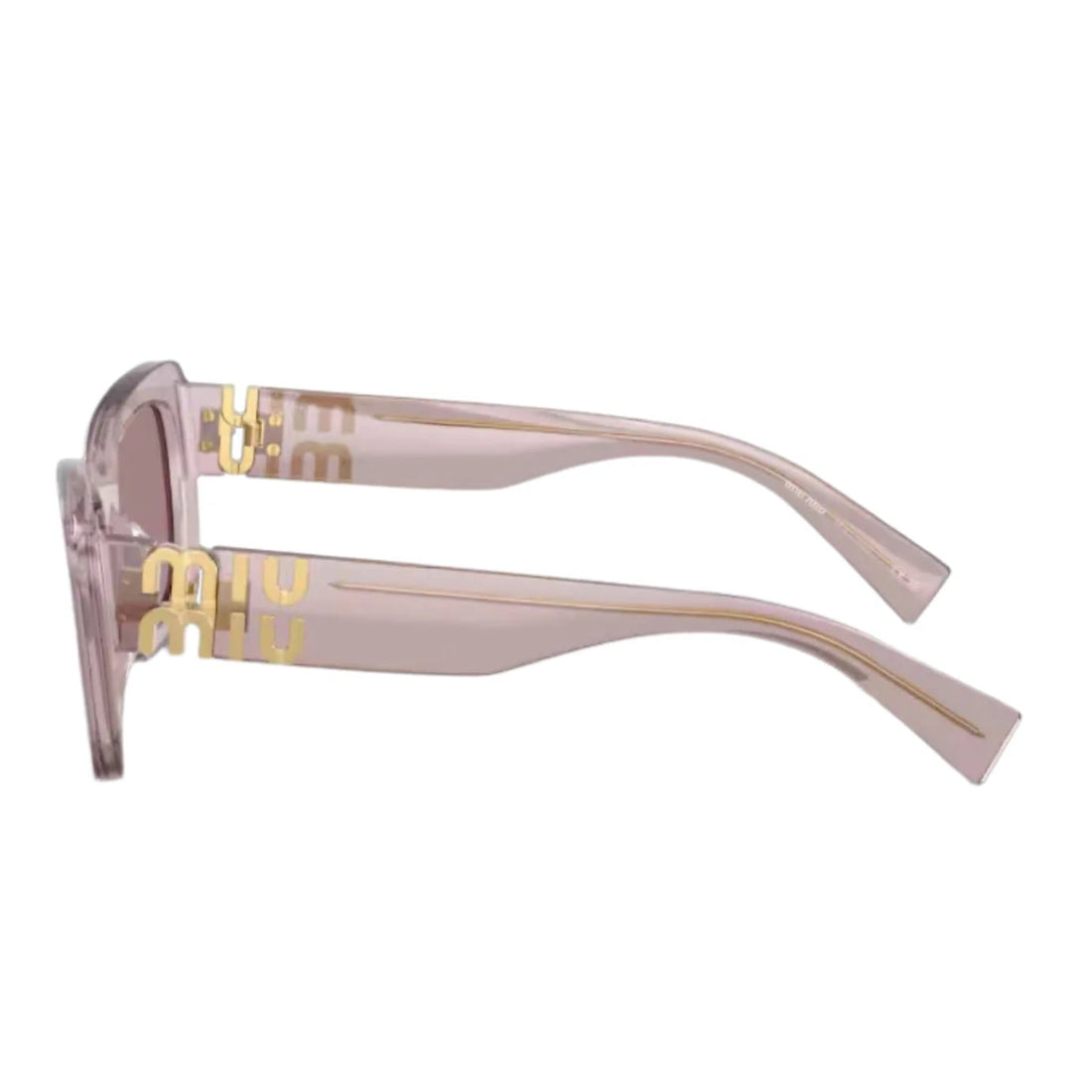 Miu Miu MU07YS 12W20I Women Rectangle Sunglasses Transparent Mauve Frame Light Purple Brown Lens