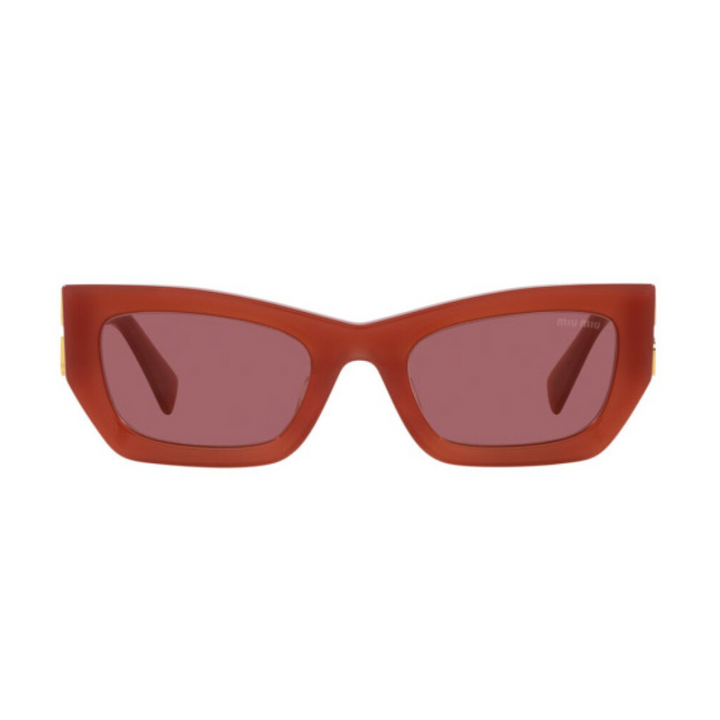 Miu Miu MU09WS 10M08S Women Rectangle Sunglasses Cognac Opal Acetate Frame Brown Gradient Lens