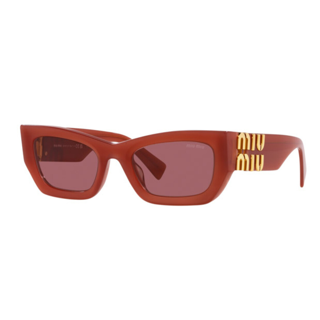 Miu Miu MU09WS 10M08S Women Rectangle Sunglasses Cognac Opal Acetate Frame Brown Gradient Lens