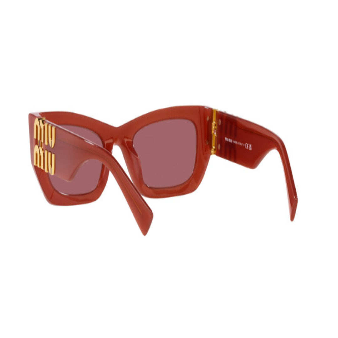 Miu Miu MU09WS 10M08S Women Rectangle Sunglasses Cognac Opal Acetate Frame Brown Gradient Lens