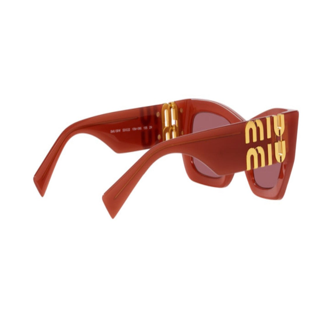 Miu Miu MU09WS 10M08S Women Rectangle Sunglasses Cognac Opal Acetate Frame Brown Gradient Lens