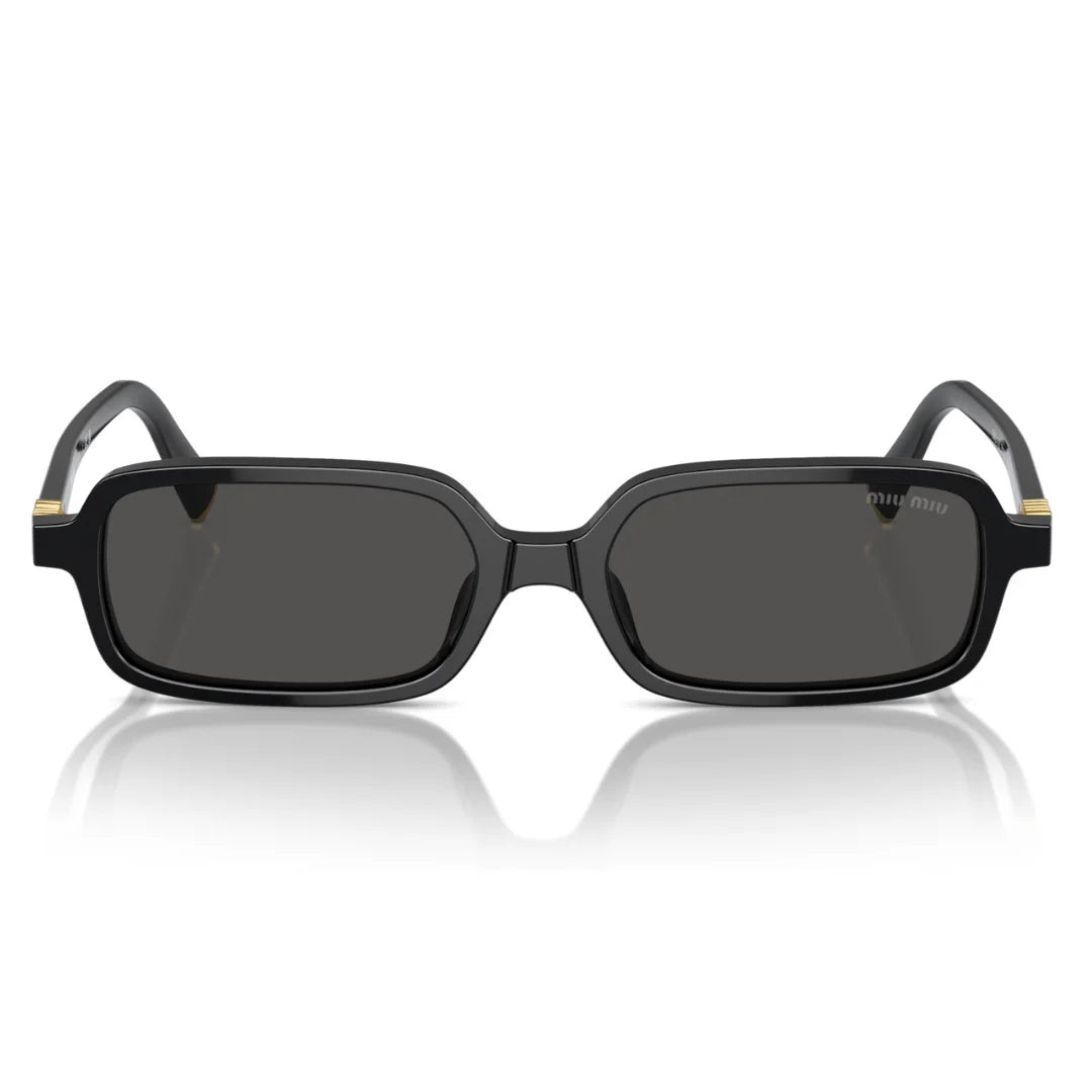 Miu Miu MU11ZS 16K5S0 Women Rectangle Sunglasses Black Acetate Frame Dark Grey Lens
