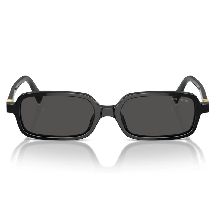 Miu Miu MU11ZS 16K5S0 Women Rectangle Sunglasses Black Acetate Frame Dark Grey Lens