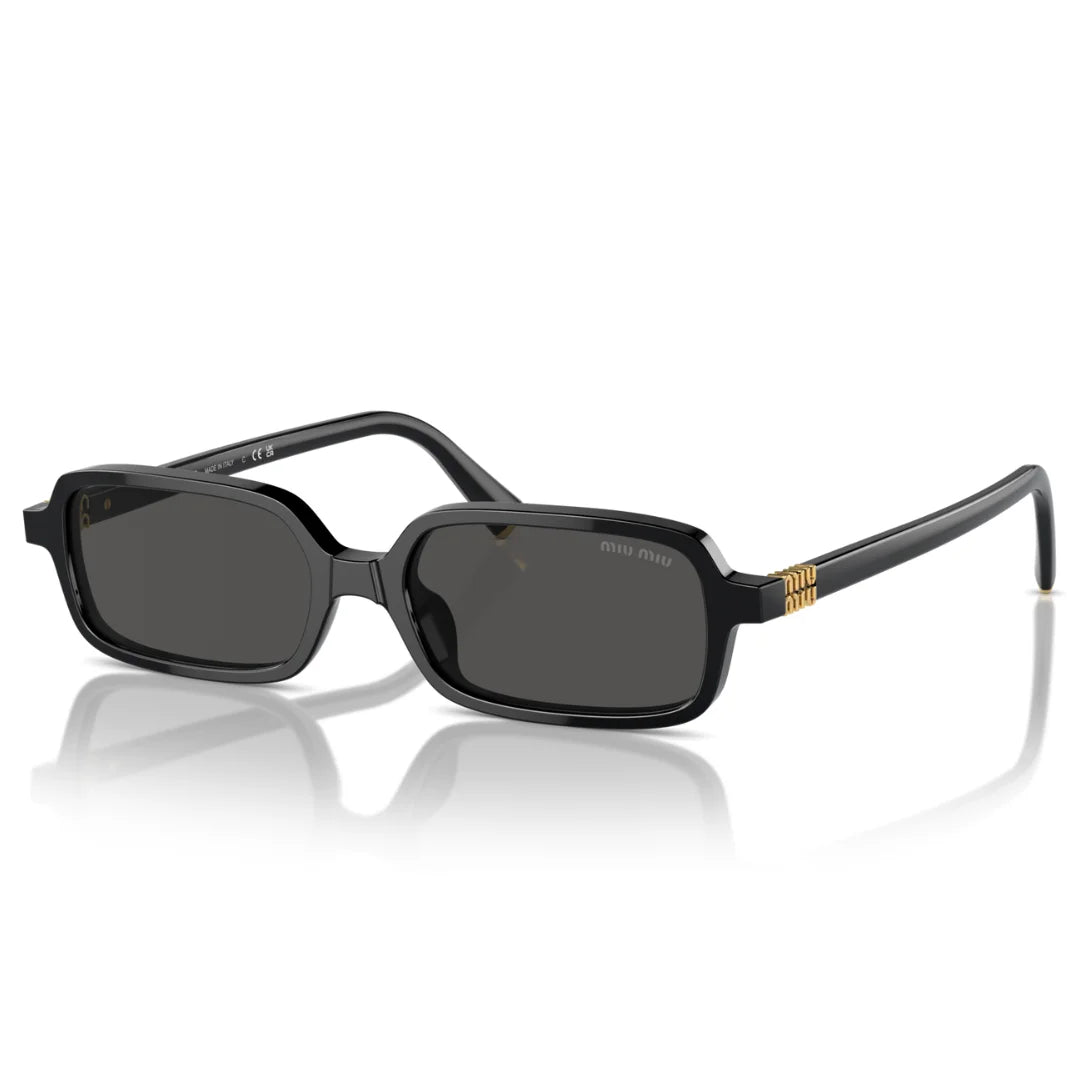 Miu Miu MU11ZS 16K5S0 Women Rectangle Sunglasses Black Acetate Frame Dark Grey Lens