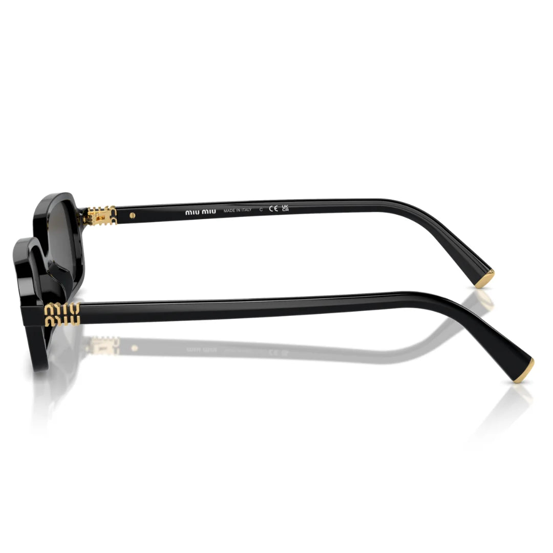 Miu Miu MU11ZS 16K5S0 Women Rectangle Sunglasses Black Acetate Frame Dark Grey Lens