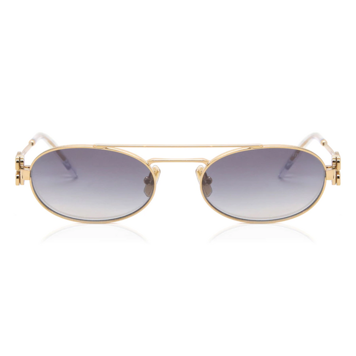 Miu Miu MU54ZS 5AK30C Women Oval Sunglasses Gold Metal Frame Brown Gradient Lens