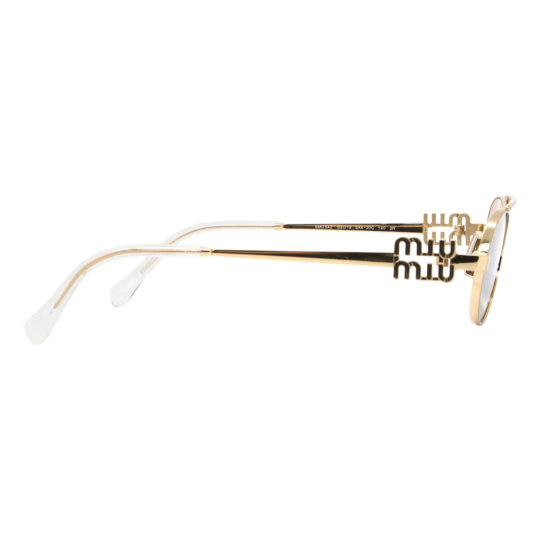 Miu Miu MU54ZS 5AK30C Women Oval Sunglasses Gold Metal Frame Brown Gradient Lens
