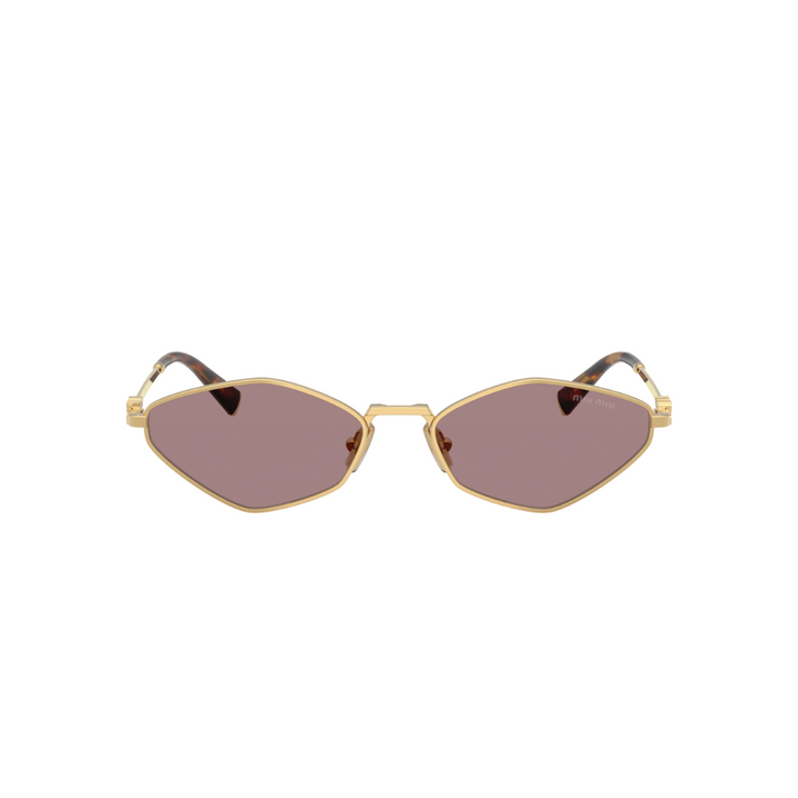 Miu Miu MU56ZS 5AK20I Women Geometric Sunglasses Gold Metal Frame Light Brown Gradient Lens