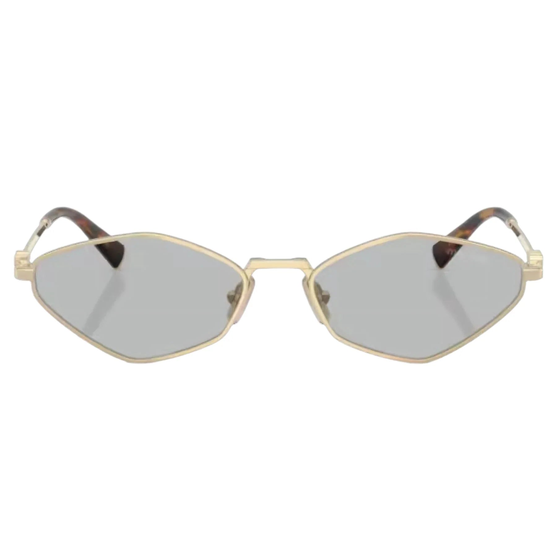 Miu Miu MU56ZS ZVN50K Women Geometric Sunglasses Pale Gold Metal Frame Light Grey Lenses