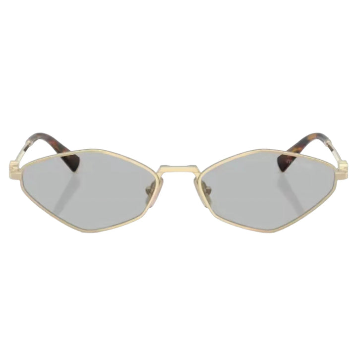 Miu Miu MU56ZS ZVN50K Women Geometric Sunglasses Pale Gold Metal Frame Light Grey Lenses