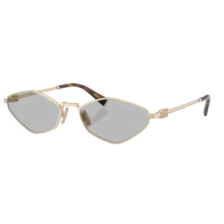 Miu Miu MU56ZS ZVN50K Women Geometric Sunglasses Pale Gold Metal Frame Light Grey Lenses