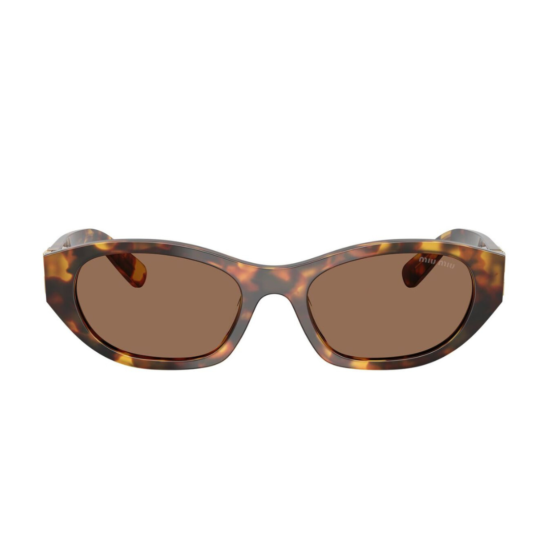 Miu Miu MUA03S 14L60M Women Irregular Sunglasses Honey Havana Acetate Frame Dark Brown Lens