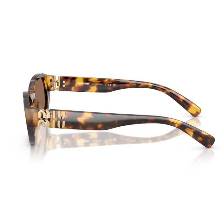 Miu Miu MUA03S 14L60M Women Irregular Sunglasses Honey Havana Acetate Frame Dark Brown Lens
