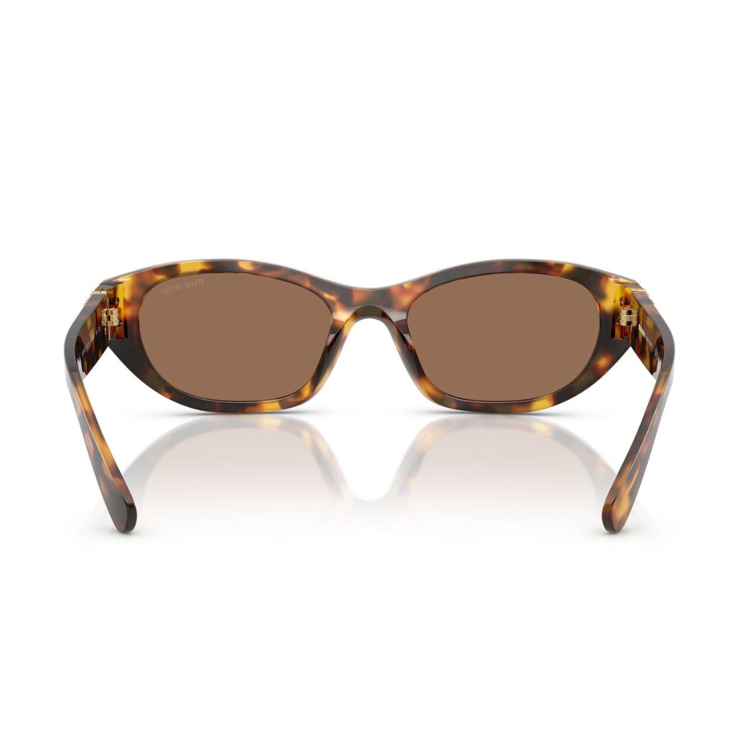 Miu Miu MUA03S 14L60M Women Irregular Sunglasses Honey Havana Acetate Frame Dark Brown Lens