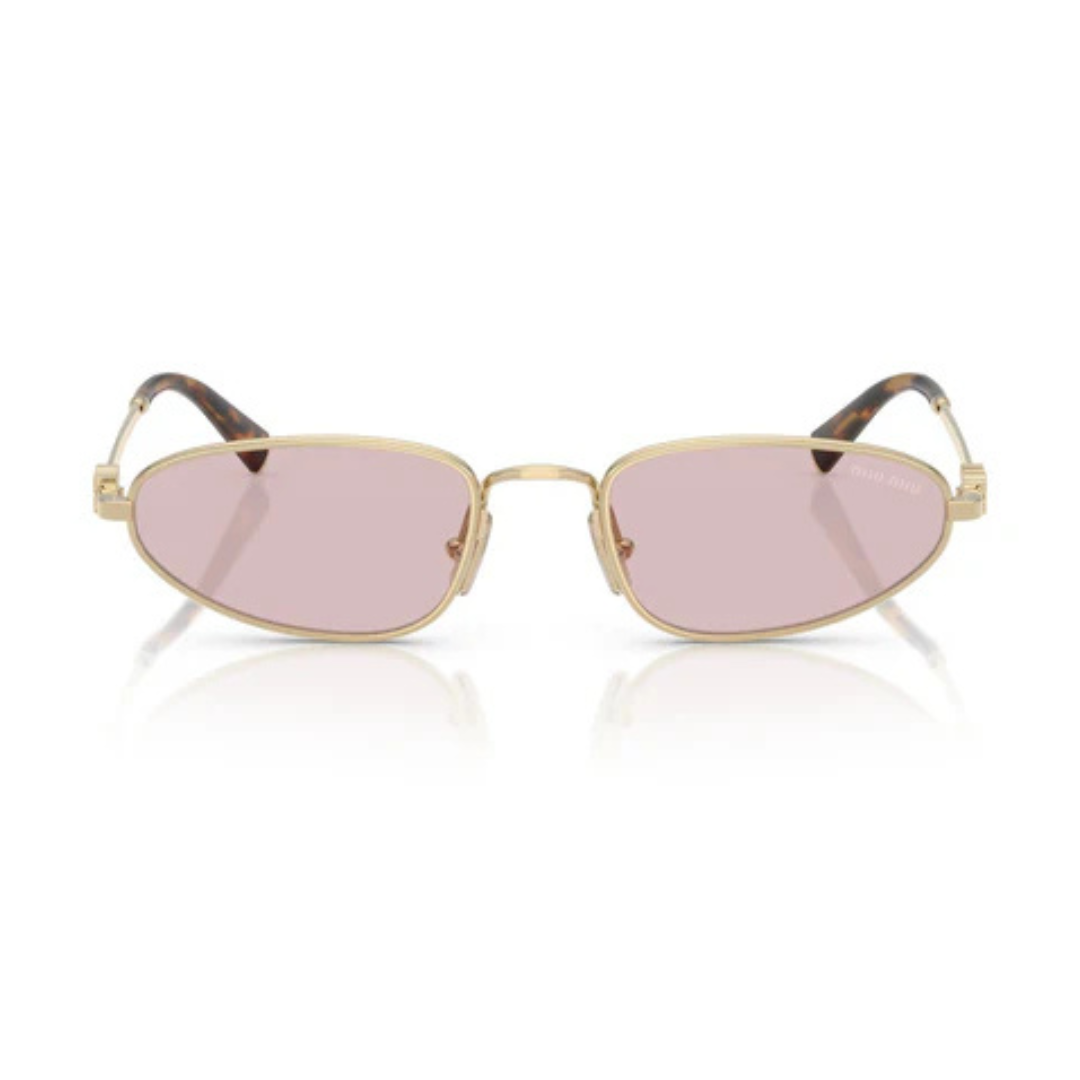 Miu Miu MUA52S ZVN4I0 Women Geometric Sunglasses Pale Gold Metal Frame Brown Gradient Lens