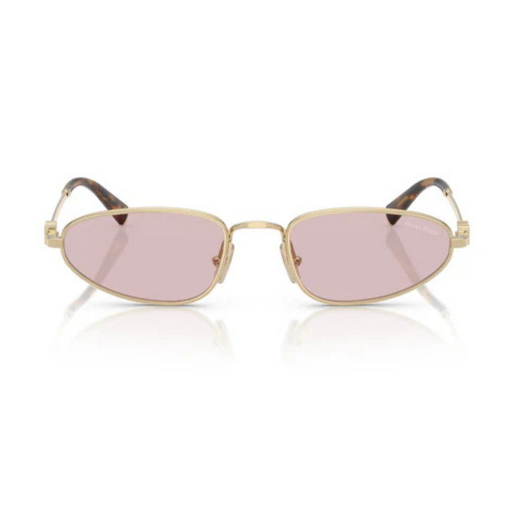 Miu Miu MUA52S ZVN4I0 Women Geometric Sunglasses Pale Gold Metal Frame Brown Gradient Lens