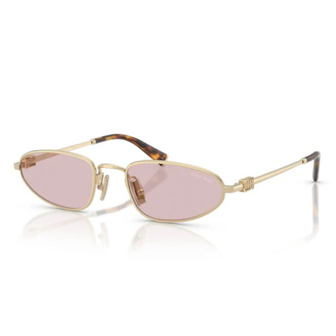 Miu Miu MUA52S ZVN4I0 Women Geometric Sunglasses Pale Gold Metal Frame Brown Gradient Lens