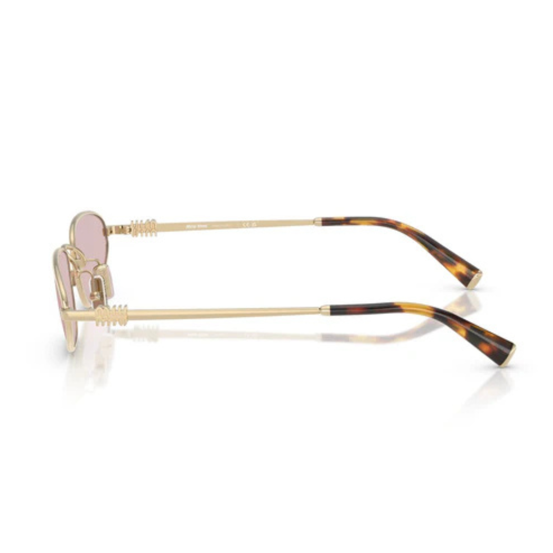Miu Miu MUA52S ZVN4I0 Women Geometric Sunglasses Pale Gold Metal Frame Brown Gradient Lens
