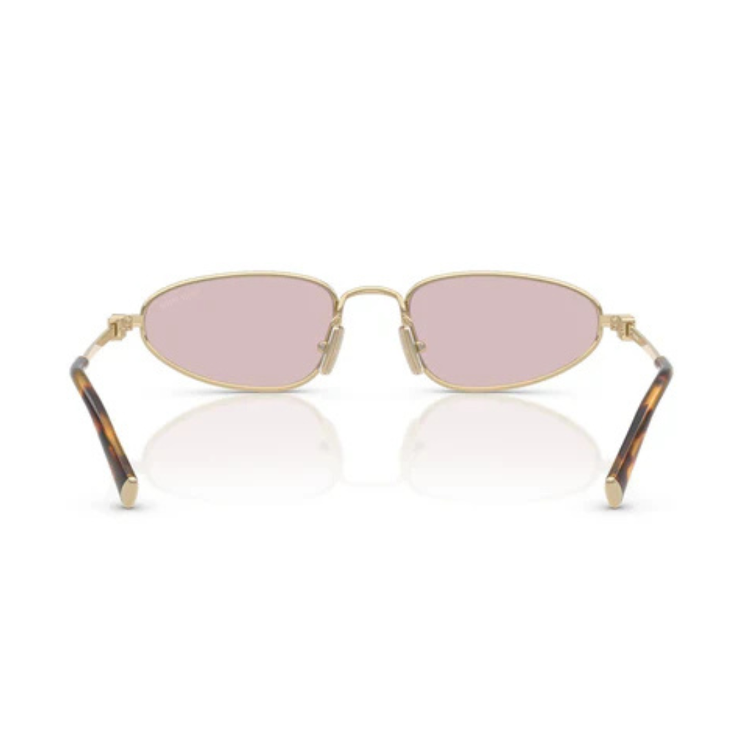 Miu Miu MUA52S ZVN4I0 Women Geometric Sunglasses Pale Gold Metal Frame Brown Gradient Lens