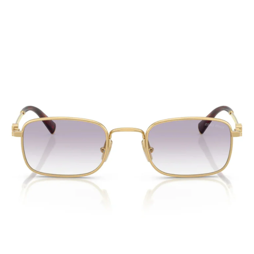 Miu Miu MUA53S 5AK04O Women Rectangle Sunglasses Gold Metal Frame Brown Gradient Lens