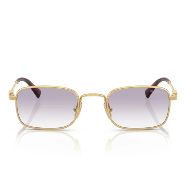 Miu Miu MUA53S 5AK04O Women Rectangle Sunglasses Gold Metal Frame Brown Gradient Lens