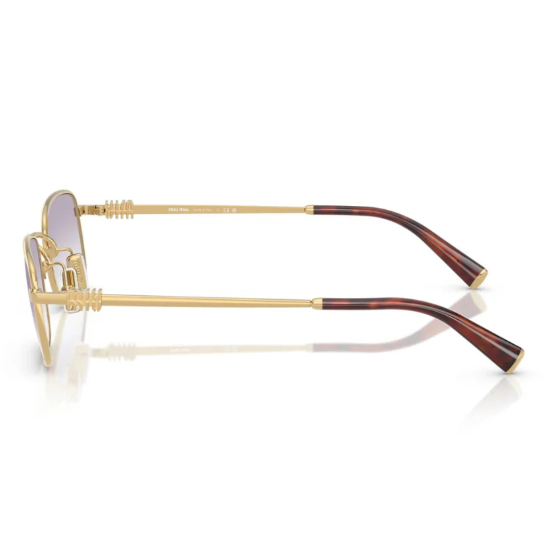 Miu Miu MUA53S 5AK04O Women Rectangle Sunglasses Gold Metal Frame Brown Gradient Lens
