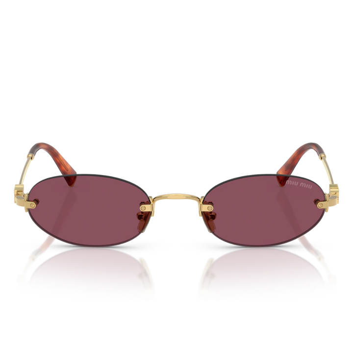 Miu Miu MUA54S 5AK20Y Oval Rimless Sunglasses Gold Frame Light Brown Lenses