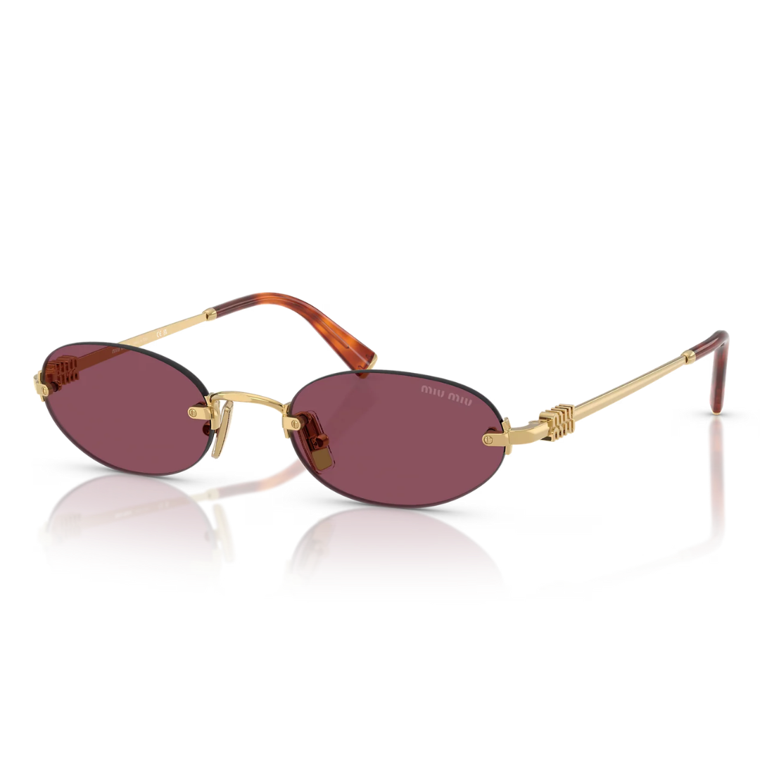 Miu Miu MUA54S 5AK20Y Oval Rimless Sunglasses Gold Frame Light Brown Lenses 2