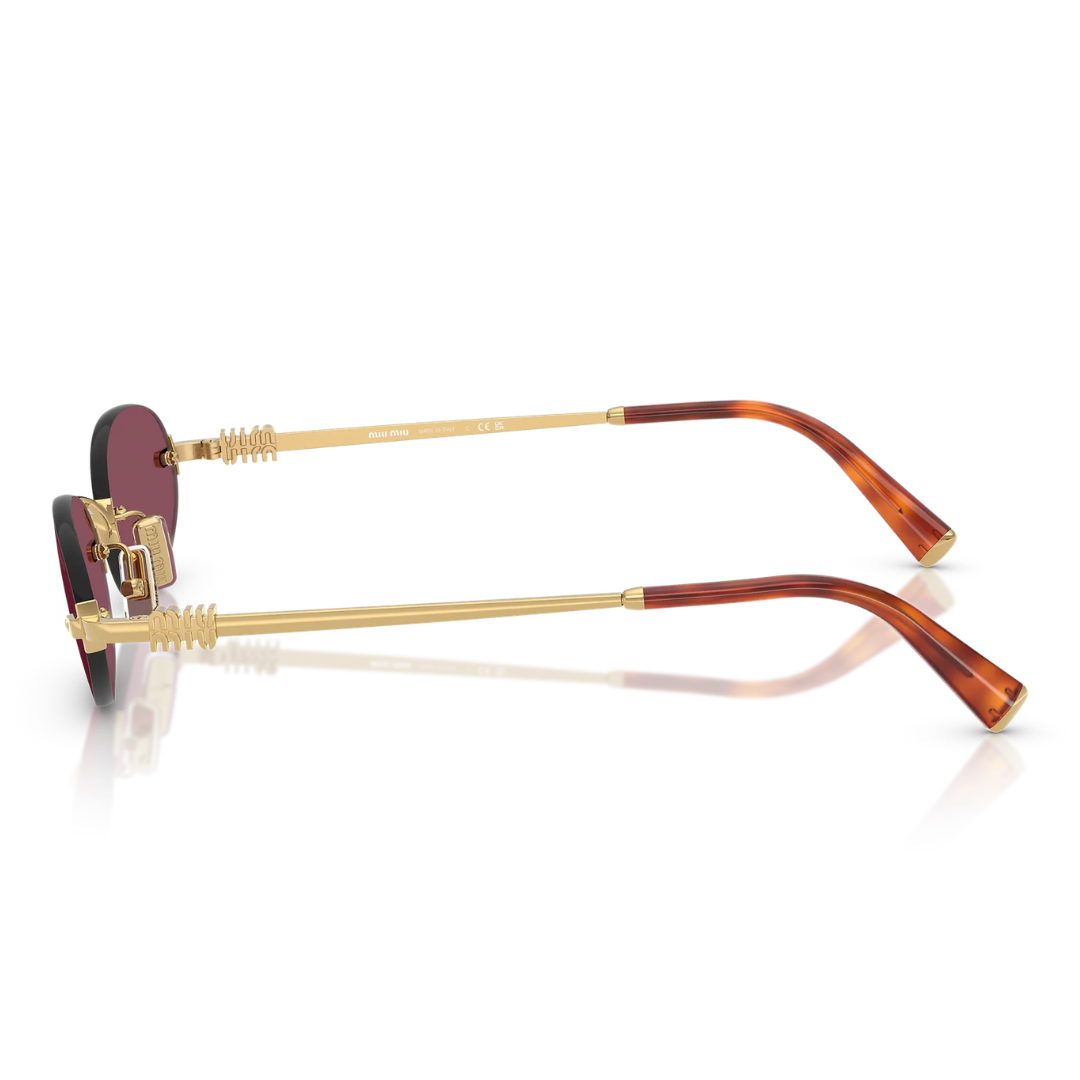 Miu Miu MUA54S 5AK20Y Oval Rimless Sunglasses Gold Frame Light Brown Lenses 3