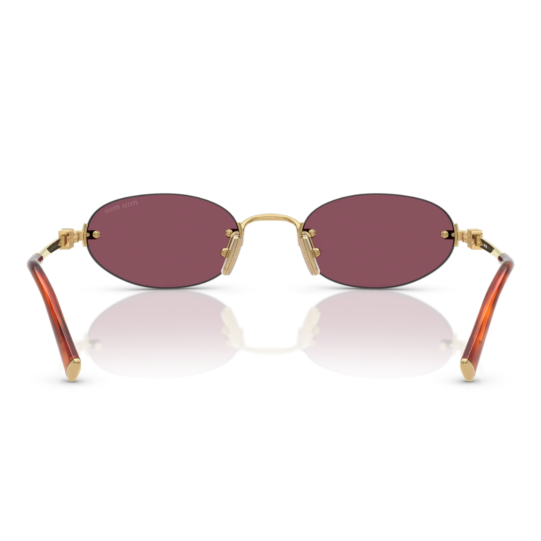 Miu Miu MUA54S 5AK20Y Oval Rimless Sunglasses Gold Frame Light Brown Lenses 4