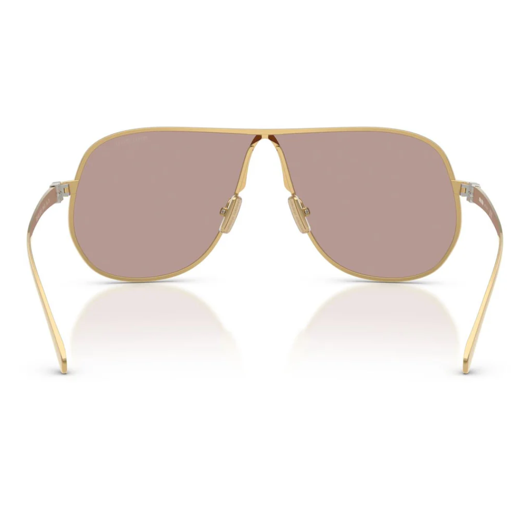 Miu Miu MUA56S 5AK20I Aviator Sunglasses Gold Metal Frame Light Purple Brown Lenses 4