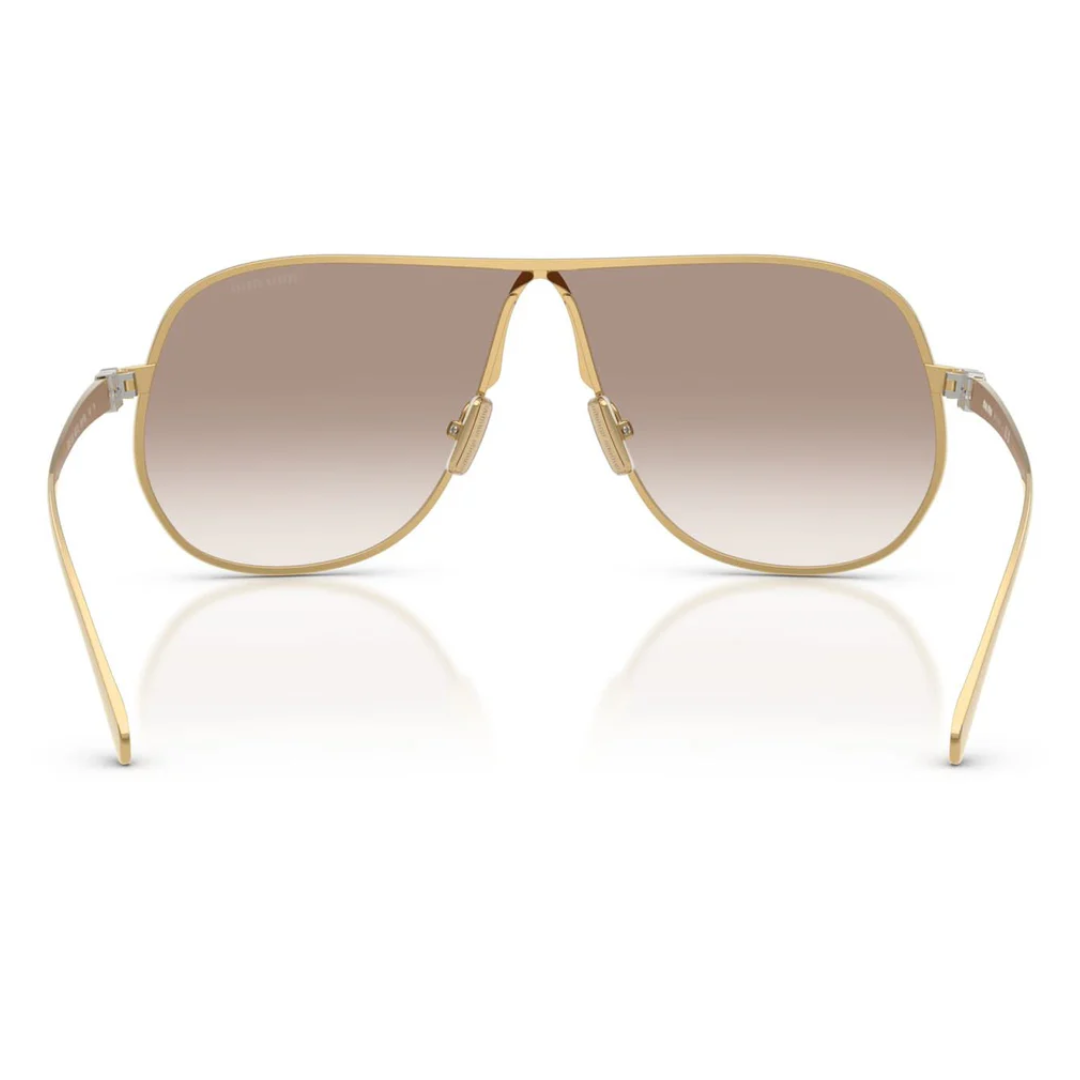 Miu Miu MUA56S 5AK90L Aviator Sunglasses Gold Metal Frame Pink Lenses