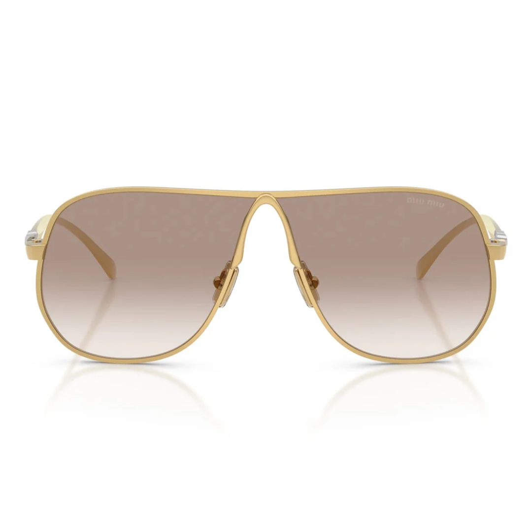 Miu Miu MUA56S 5AK90L Aviator Sunglasses Gold Metal Frame Pink Lenses 3