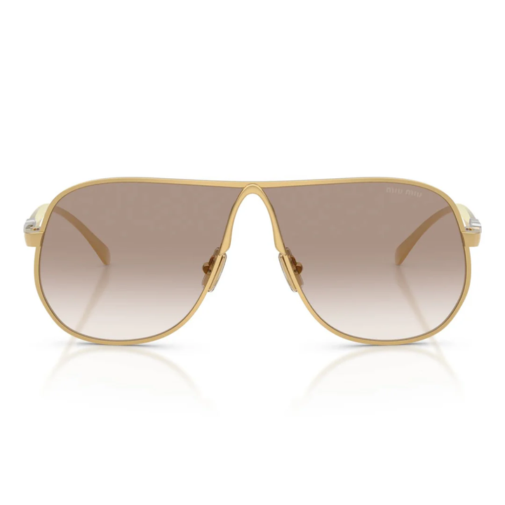 Miu Miu MUA56S 5AK90L Aviator Sunglasses Gold Metal Frame Pink Lenses 3